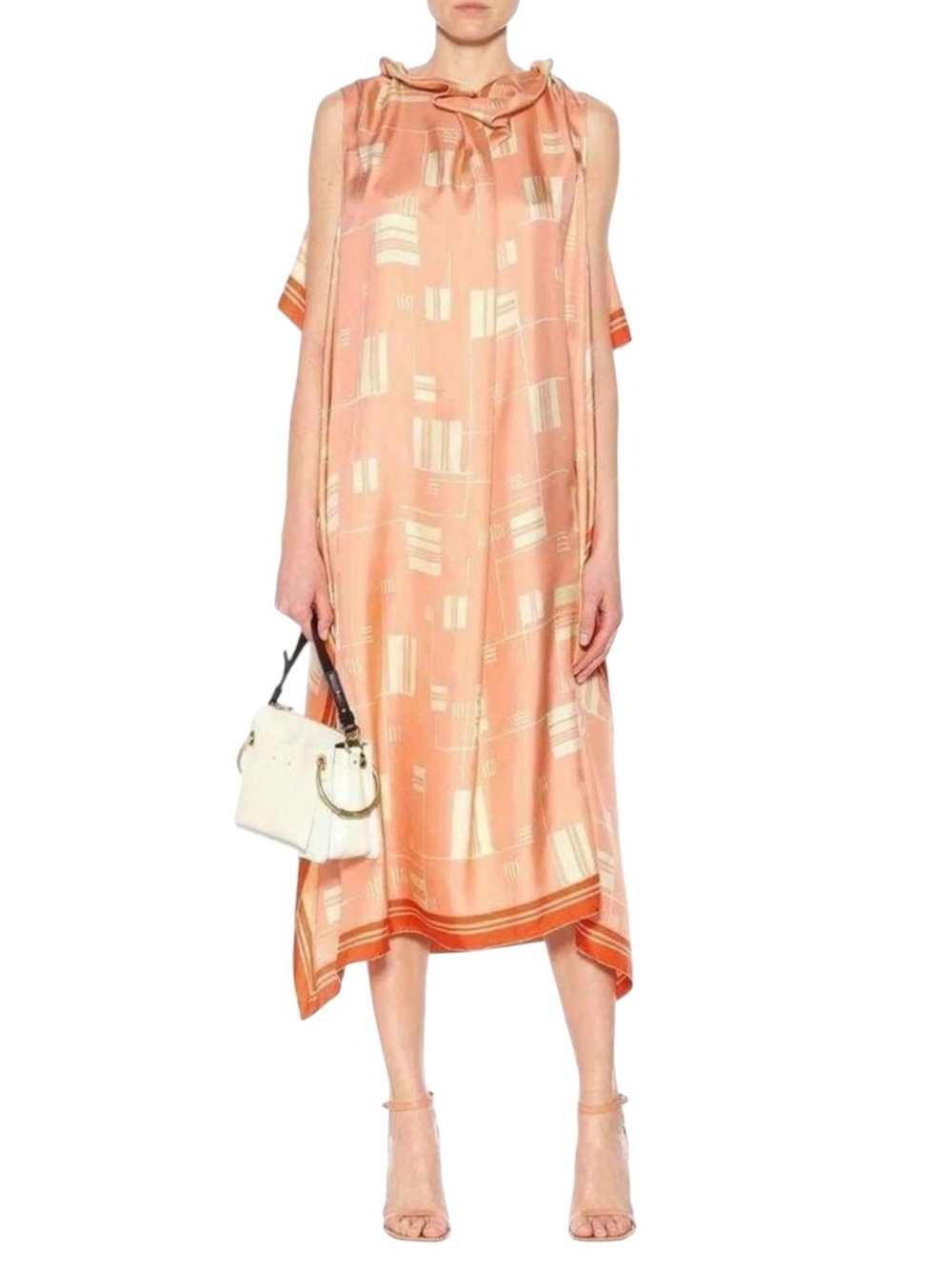 Dries Van Noten Geometric Silk Overlay midi Dress size 40 excellent condition